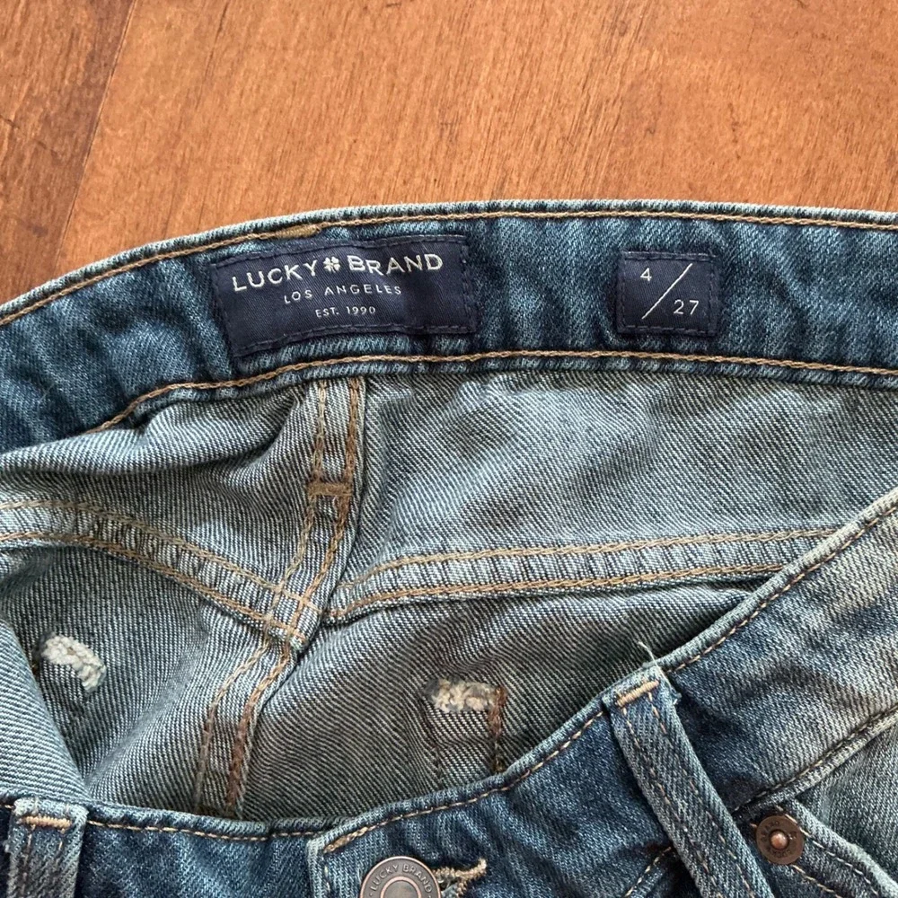 Lucky Brand The Cut Off Denim Shorts Blue Button Fly Raw Hem Womens Size‎ 4 27